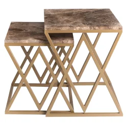 Stromboli and Vulcano Marron Emperador Set of 2 Coffee Tables