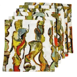 Stromboli Set of 6 linen cotton cocktail napkins