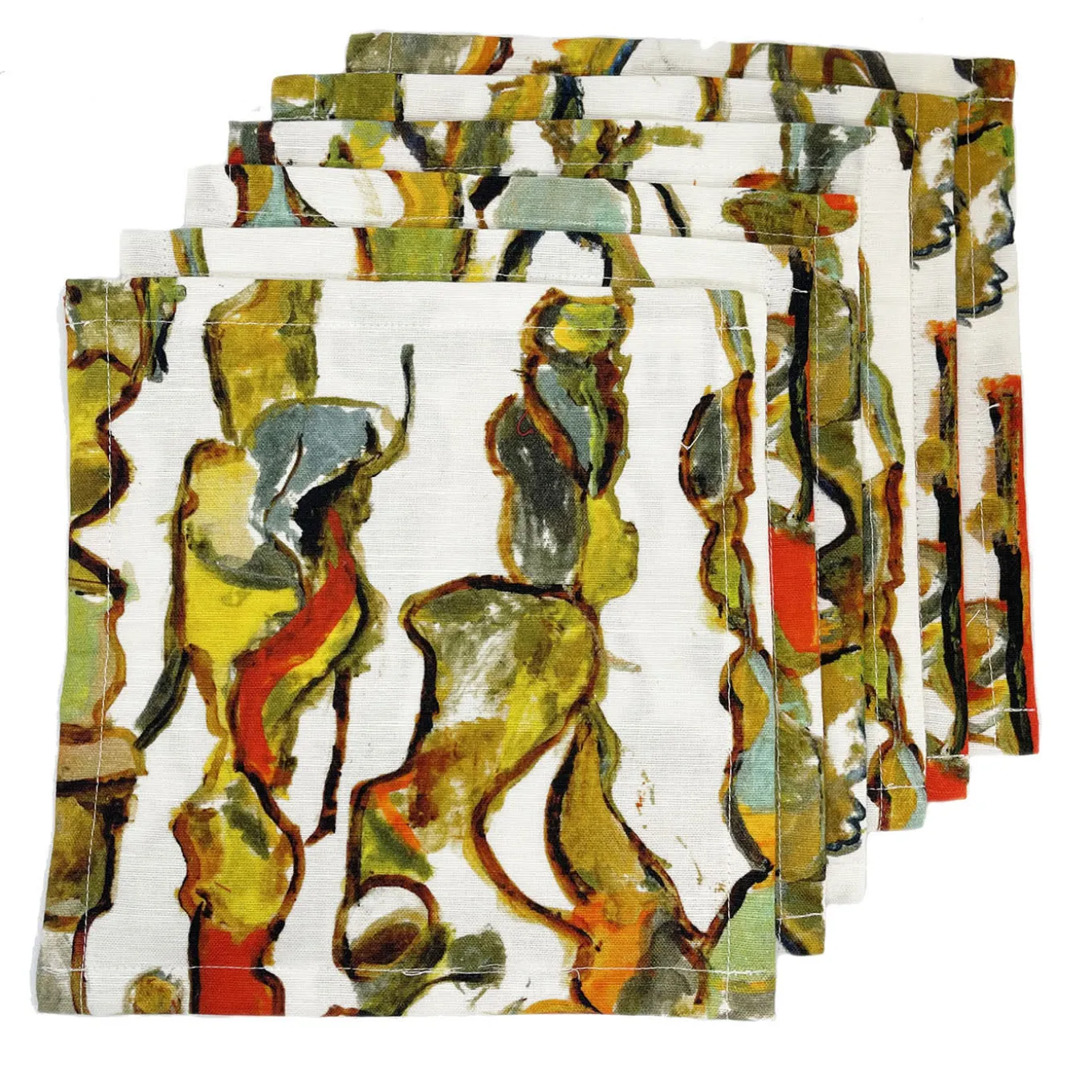 Stromboli Set of 6 linen cotton cocktail napkins