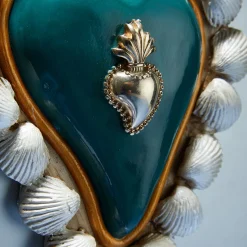 SUMMER CALLING WHITE AND TURQUOISE CERAMIC HEART