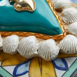 SUMMER VIBES WHITE AND TURQUOISE CERAMIC HEART