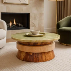 Sweet Cake Green Giada & Pink Onyx Coffee Table by Ashley Gadeova