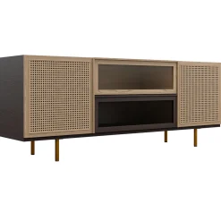 Swing Ash Wood Sideboard with Brass Legs
