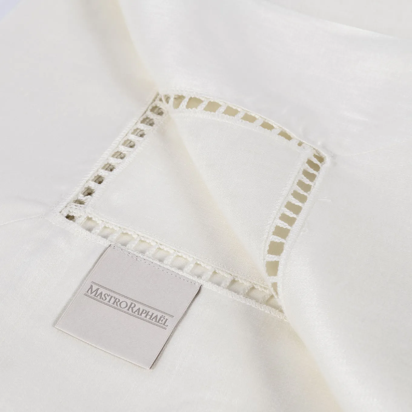 Table Linens Ivory Linen Satin Entre Deux Tablecloth