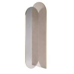 takada beige bison leather and polished brass metal mirror