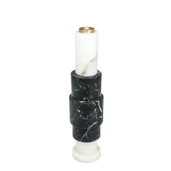 Tall Black and White Marble Candleholder by Jacopo Simonetti