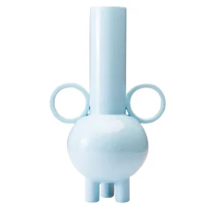 Tall Stereogramma Light Blue Ceramic Amphora