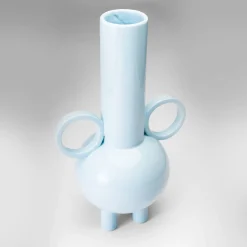 Tall Stereogramma Light Blue Ceramic Amphora