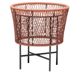 Tamburo Small Round Brick-Red Accent Table by Antonio De Marco
