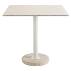 Tamia square beige Travertine outdoor bistro table