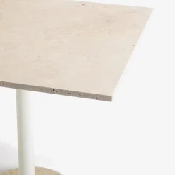 Tamia square beige Travertine outdoor bistro table
