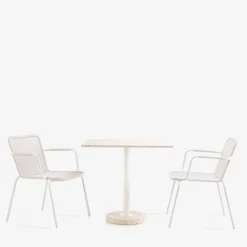 Tamia square beige Travertine outdoor bistro table