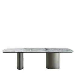 Tangeri Dover White Marble Rectangular Dining Table by Roberto Lazzeroni