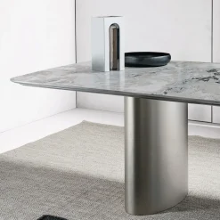 Tangeri Dover White Marble Rectangular Dining Table by Roberto Lazzeroni