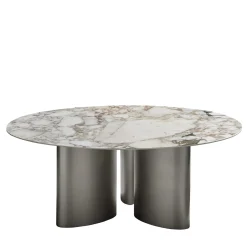 Tangeri Gold Calacatta Marble Round Dining Table by Roberto Lazzeroni