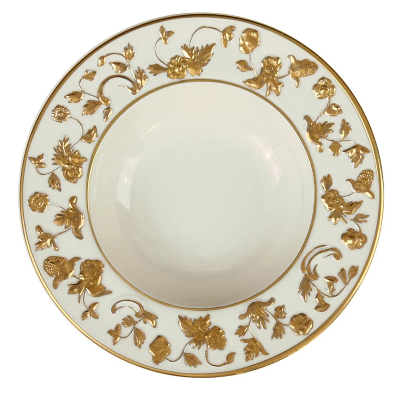 TAORMINA RIM SOUP PLATE - GOLD FLOWERS