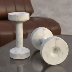 Tara Monolithic Marble Candleholder And Fitness Handlebar