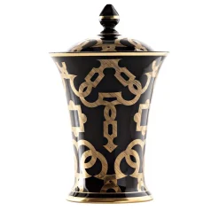 Tarsia Black and Gold Potiche