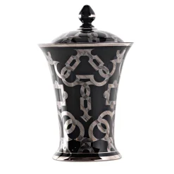 Tarsia Black and Platinum Potiche