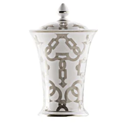 Tarsia White and Platinum Potiche