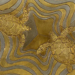 Tartarughe Wood Engraving with Gold & Silver Leaf by Giuseppe Caiafa