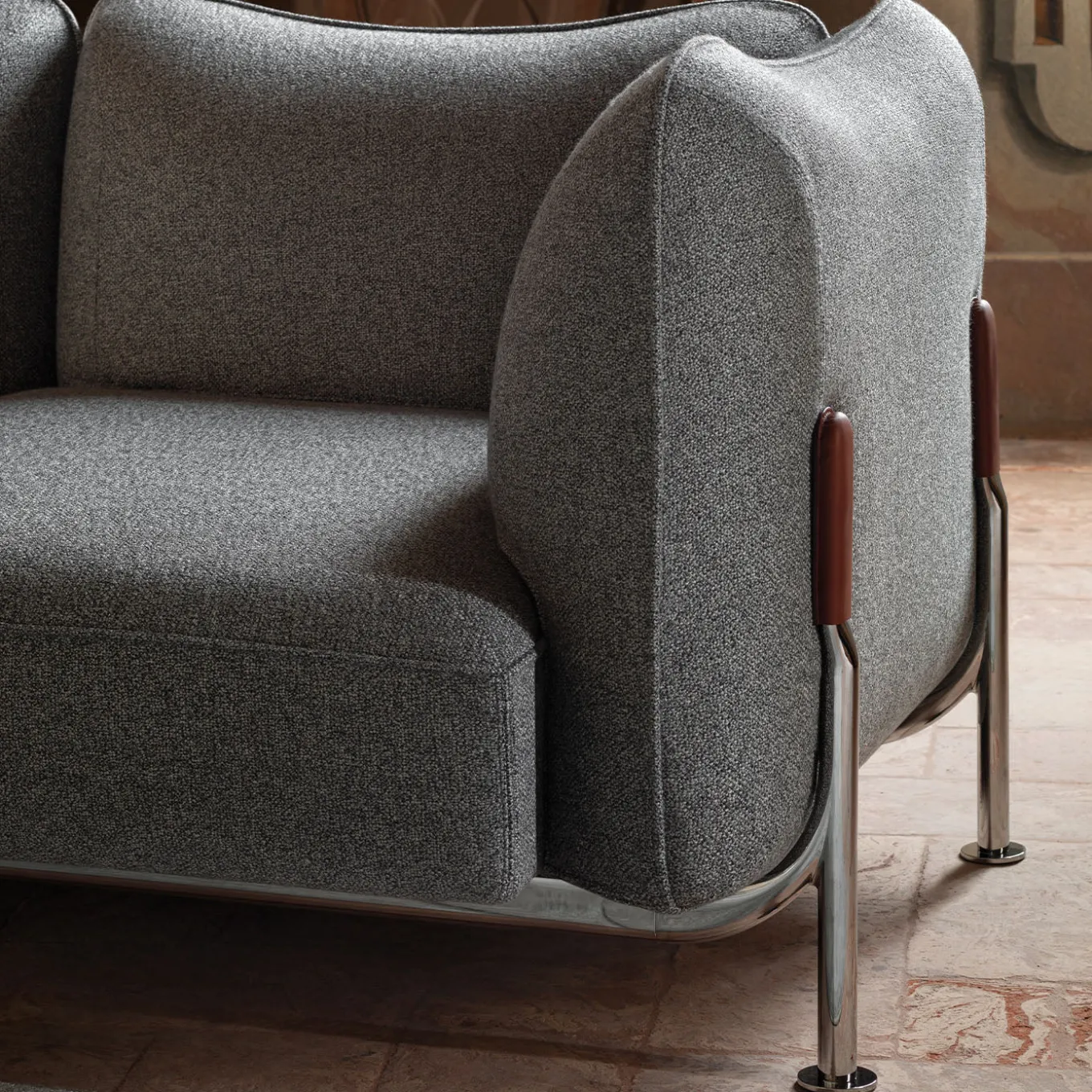 Tasca 3-Seater Gray Fabric Sofa