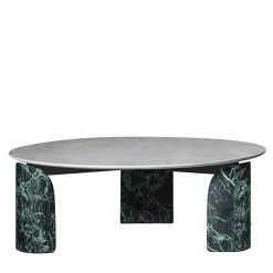 Taula Verde Alpi and White Carrara Round Coffee Table