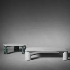 Taula Verde Alpi and White Carrara Round Coffee Table