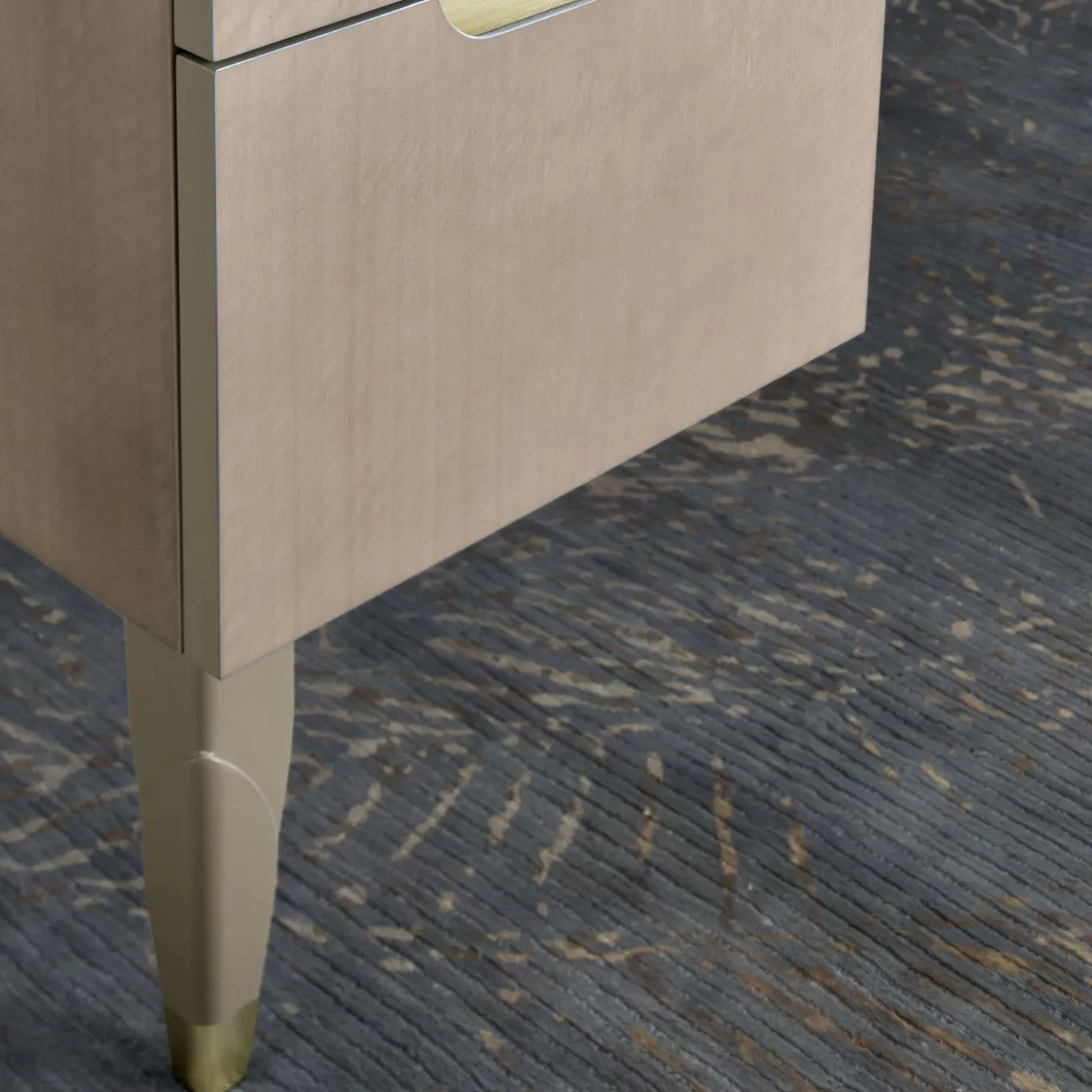 Taupe Eucalyptus Writing Desk with Champagne Handles from Studio Privè Collection