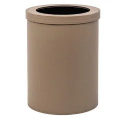 Taupe Malaga Leather Paper Bin With Lid