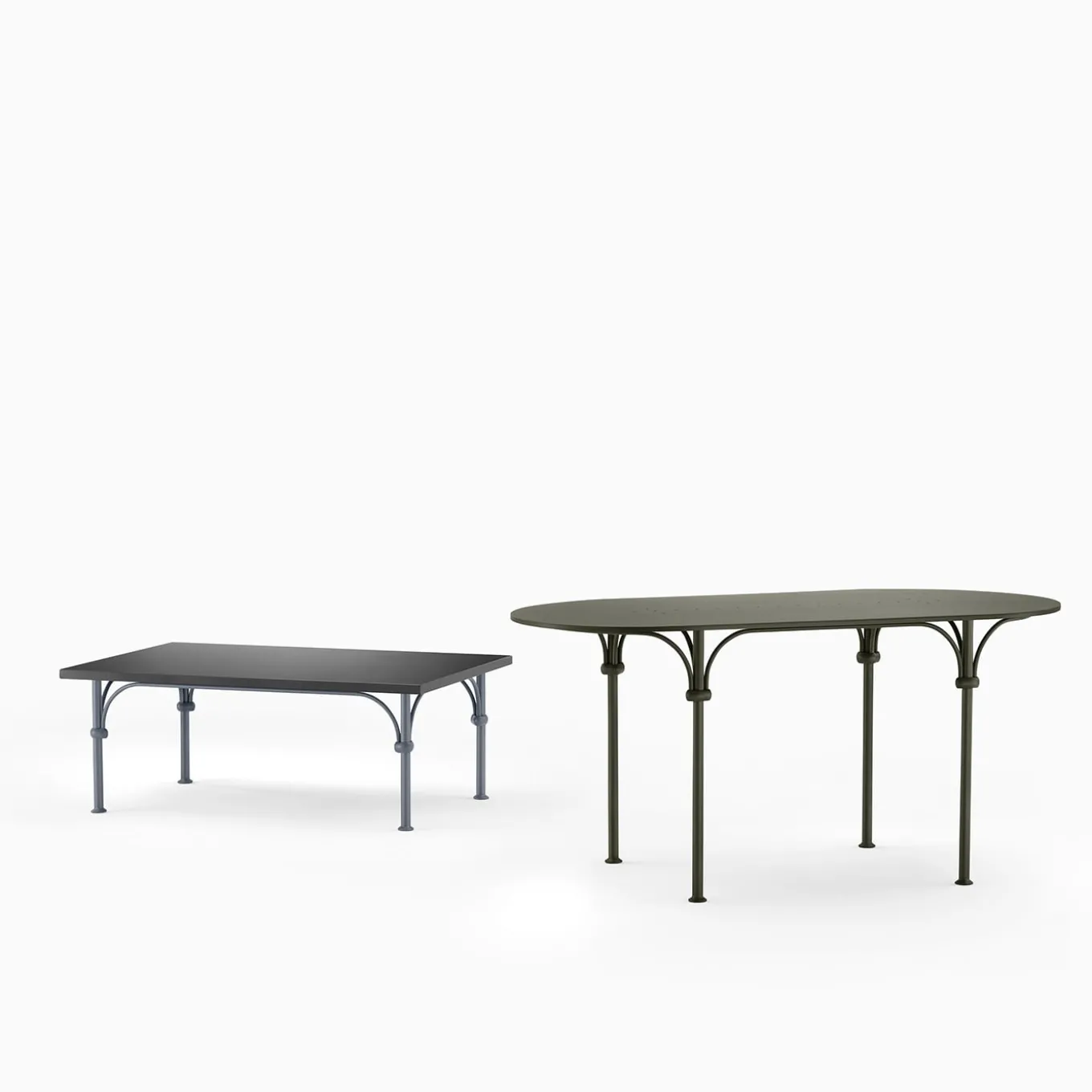 Tavolario Wrought Iron Green Oval Table