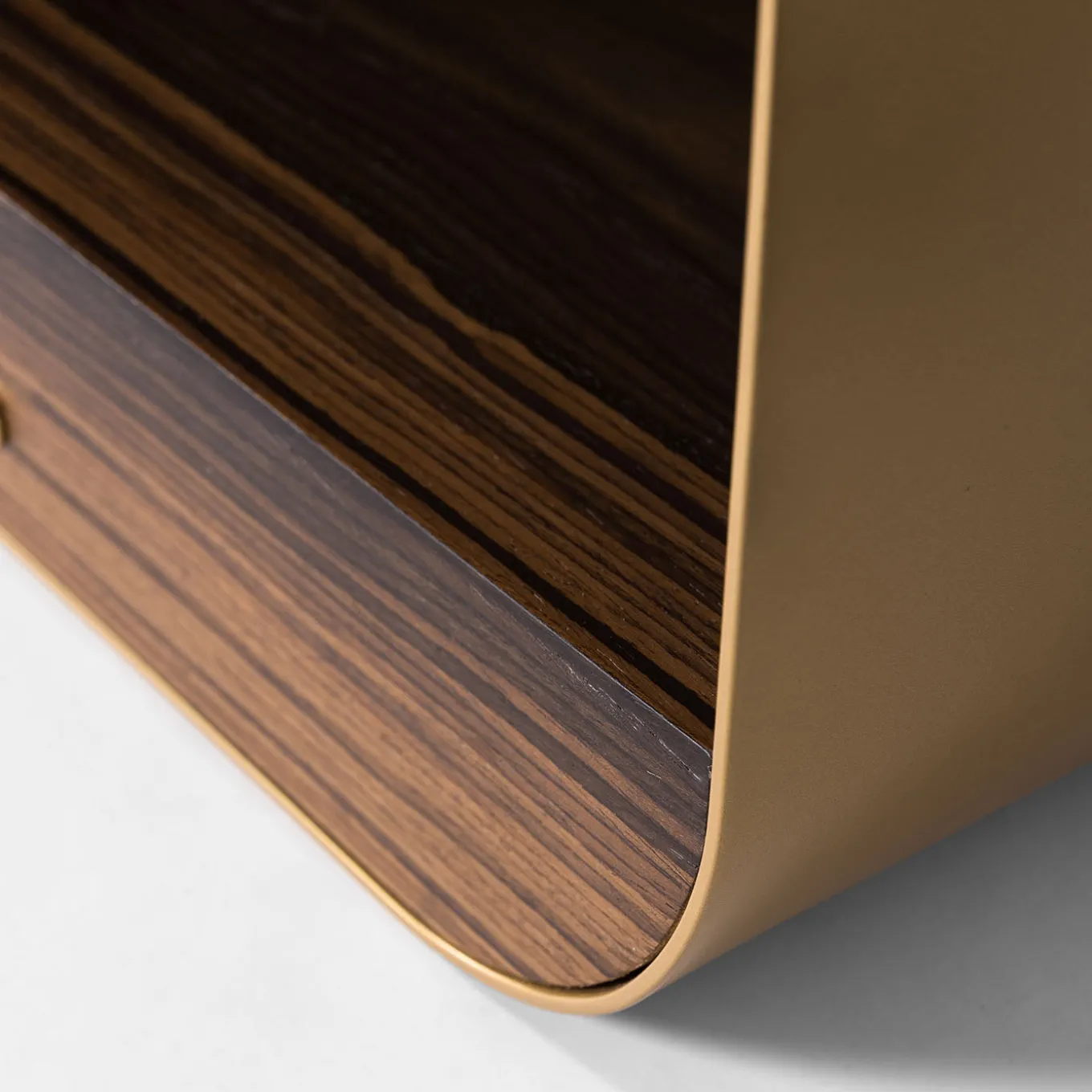 Tawla Gold Metal Side Table with Wooden Base