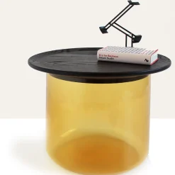 Tea Amber/Stained Oak Side Table