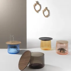 Tea Amber/Stained Oak Side Table