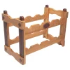 Teak Bottle Rack with Beige Eco-Leather Inserts