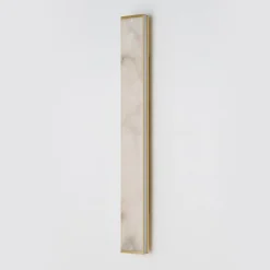Tech Long Satin Brass & Alabaster Wall Lamp