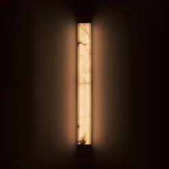 Tech Long Satin Brass & Alabaster Wall Lamp