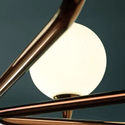 Tee Glossy Glavanic Copper Metal And Glass 8-Light Chandelier