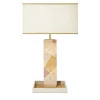 Tellux Riviera Beige wood base with white fabric lampshade Table Lamp