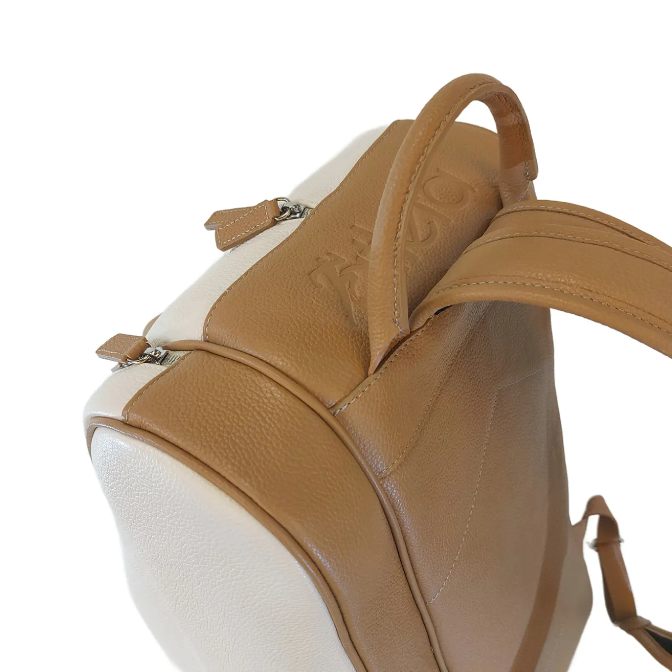 Tennis, Padel & Pickleball White and Beige Leather Backpack