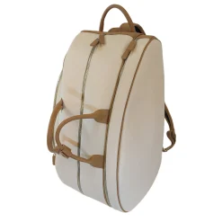 Tennis, Padel & Pickleball White and Beige Leather Backpack