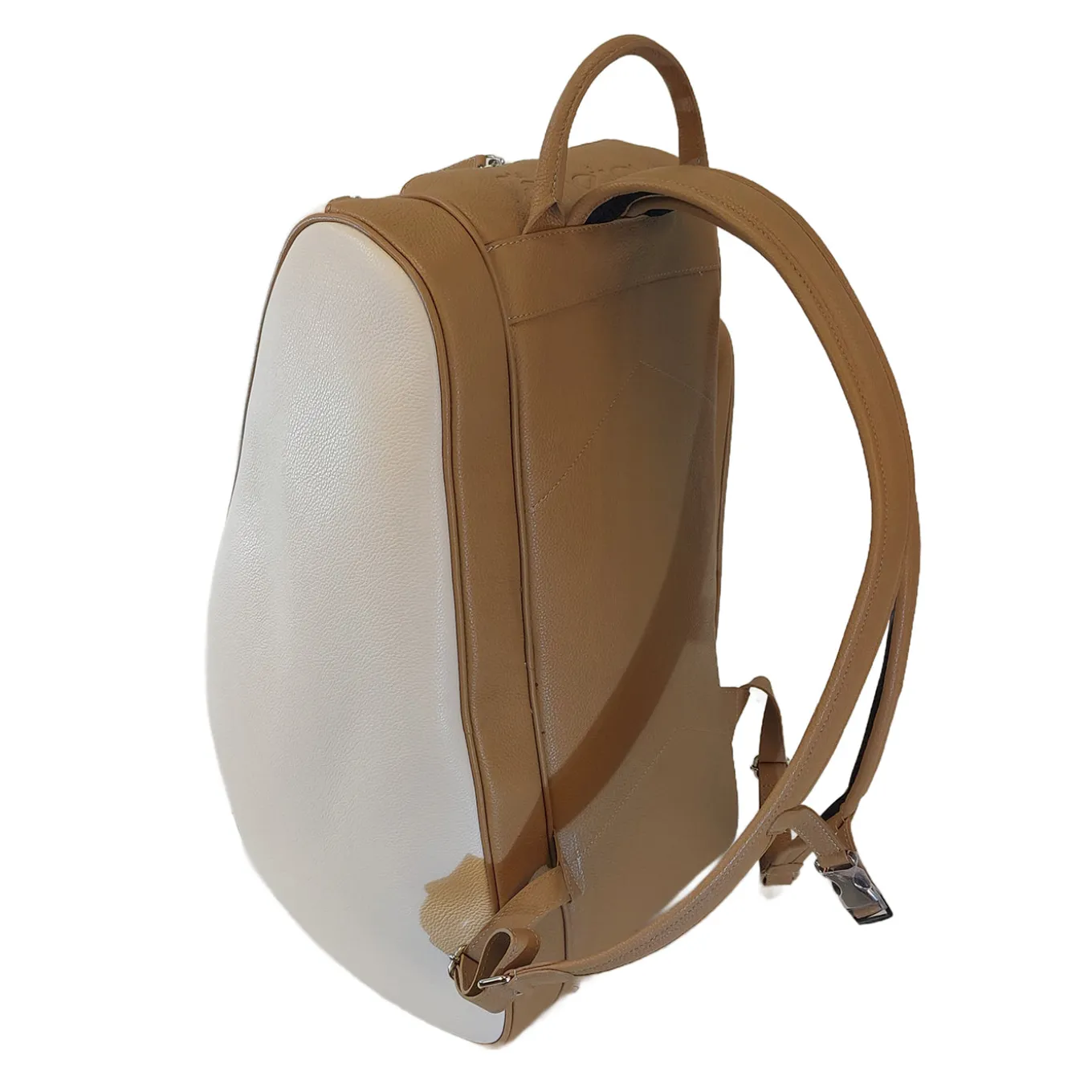 Tennis, Padel & Pickleball White and Beige Leather Backpack
