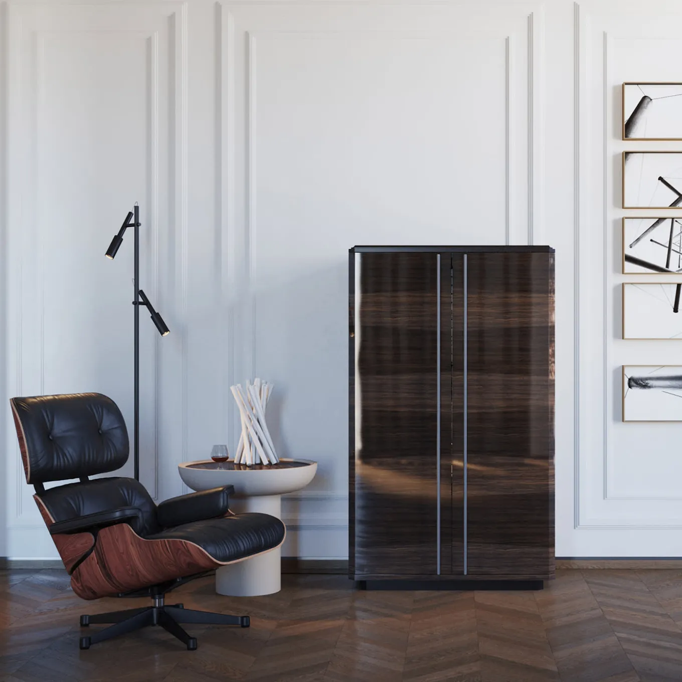 Teomondo 2-Door Smoked Eucalyptus Bar Cabinet