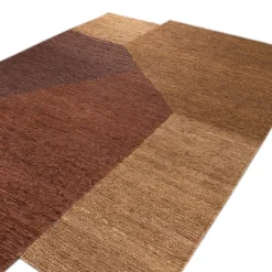 Terracotta & Gold Brown Flat Weave Jute Dhurrie Rug