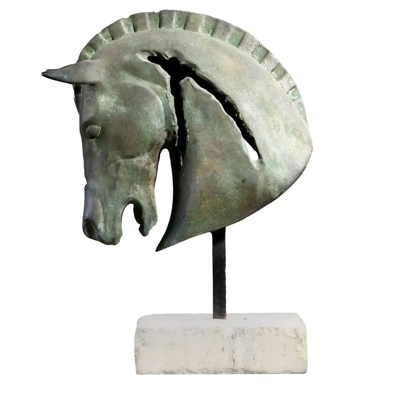 Testa Cavallo Frammento Bronze Sculpture