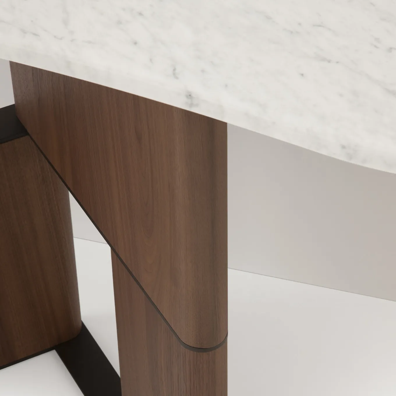 Tetris Console Table with Marble Top & Walnut Canaletto Wood Legs