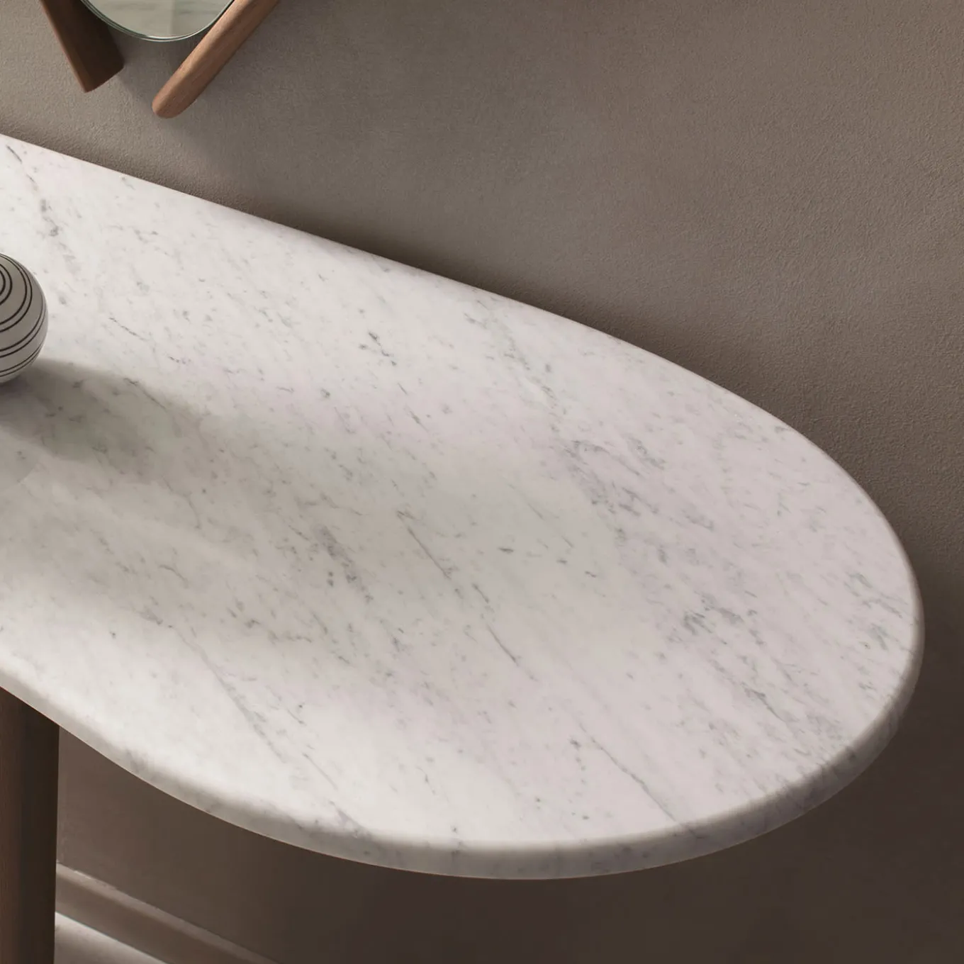 Tetris Console Table with Marble Top & Walnut Canaletto Wood Legs