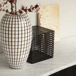 Tetris Console Table with Marble Top & Laguna Oak Wood Legs