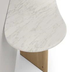 Tetris Console Table with Carrara Marble Top & Oak Wood Legs