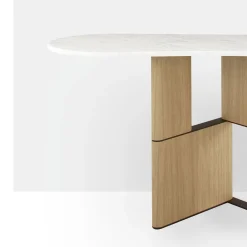 Tetris Console Table with Carrara Marble Top & Oak Wood Legs